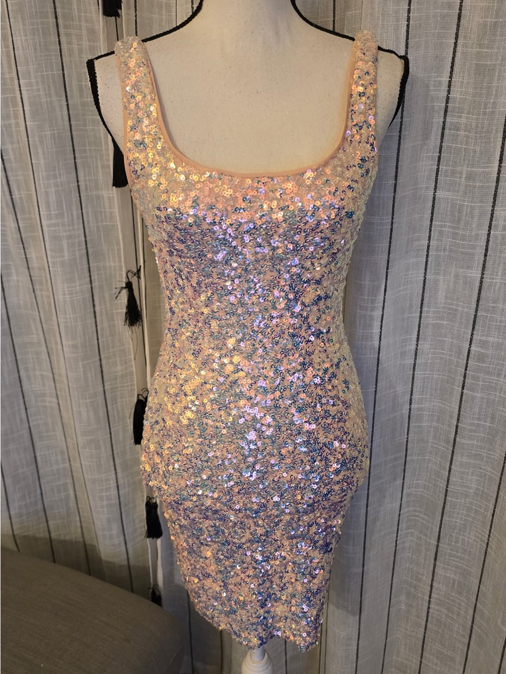 Fashion Nova Iridescent Sequin Pink Mini Dress